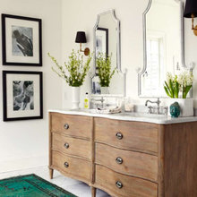 Bath: White Walls & Floor/Stained Cabinet