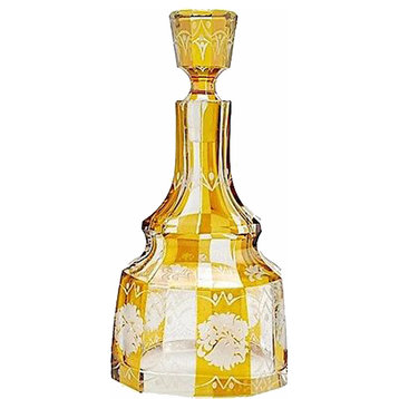 Consigned Antique Art Deco Amber Bohemian Glass Decanter