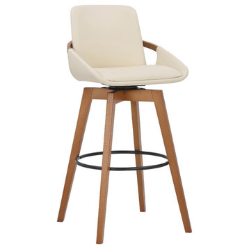 Baylor Swivel Wood Bar/Counter Stool, Faux Leather