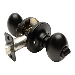 Designers Impressions - Somerset Design Matte Black Privacy, Bedroom/Bathroom Door Knob - Doorknobs