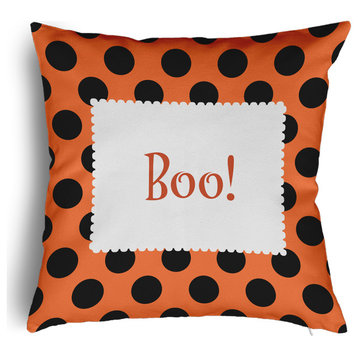 Halloween Boo Dots Accent Pillow Removable Insert, Traditional Orange, 26"x26"