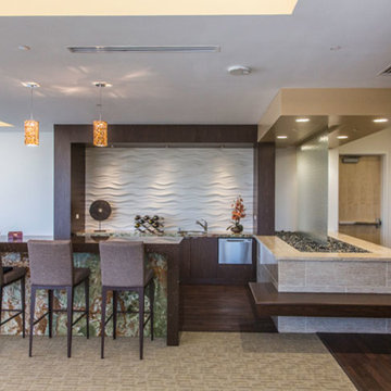 Onyx Bar Area in Jeanine's Office with Wavy Mod Tiles