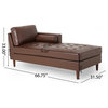 Hixon Contemporary Tufted Upholstered Chaise Lounge, Dark Brown + Espresso