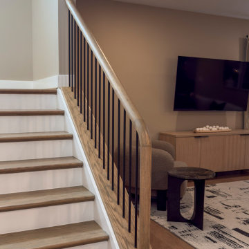 Project #153 | Sophisticated Red Oak Stair with Metal Balusters