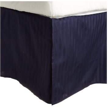 Striped Premium Premium Cotton Bed Skirt, 300-Thread-Count, Navy Blue, Twin