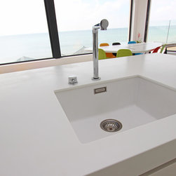 White worktop with white sink - Kitchen Sinks