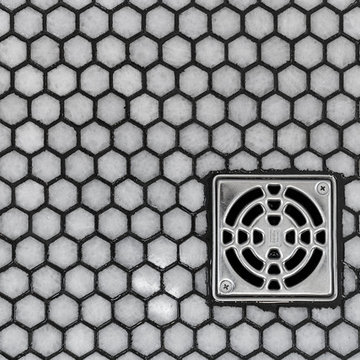 Pewter & Grey Stone Mosaic Master Bathroom