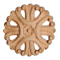 Inviting Home Inc. - Charlotte Large Wood Rosette, Cherry - Onlays And Appliques