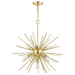 Livex Lighting - Tribeca 7 Light Soft Gold With Polished Brass Accents Pendant Chandelier - The Tribeca seven light pendant chandelier will become an attention-grabbing feature in your modern home decor. The soft gold finish with polished brass finish accents grace the design with elegance and charm, providing a traditional quality to the appearance. The iron pipe rods gives the pendant chandelier a sleek and attractive style.