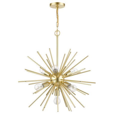 Tribeca 7 Light Soft Gold With Polished Brass Accents Pendant Chandelier