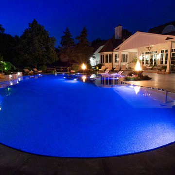 Barrington Hills, IL Freeform Perimeter Overflow with Perimeter Overflow Hot Tub