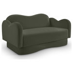 Meridian Furniture - Bloom Upholstered Loveseat, Green, Velvet - Indulge in the allure of the Green Velvet Bloom Loveseat by Meridian Furniture. Its captivating design and luxurious Green Velvet elevate any space with effortless elegance. Crafted with precision and durability in mind, this stunning piece becomes the focal point of gatherings, fostering moments of connection and warmth. Embrace sophistication and style with the Bloom Loveseat, a testament to exquisite taste and timeless beauty.