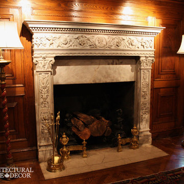 Newly Carved Living Room Fireplace Mantels