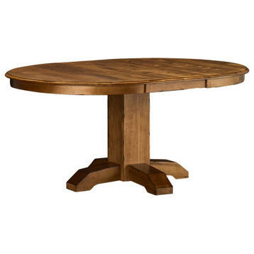 A-America Bennett Solid Wood Extendable Pedestal Dining Table in Smoky Quartz