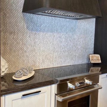 Neutral Interiors - Transitional Kitchen Backsplash With Oval Marble Mosaic Tile
