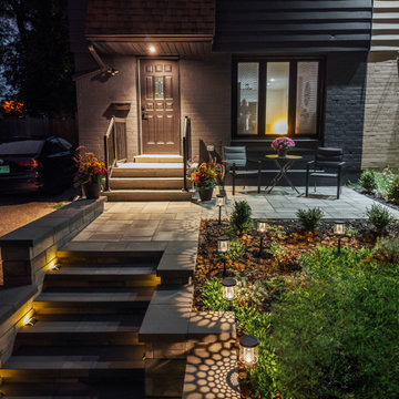 Modern Front Entrance & Landscape Lighting Transformation