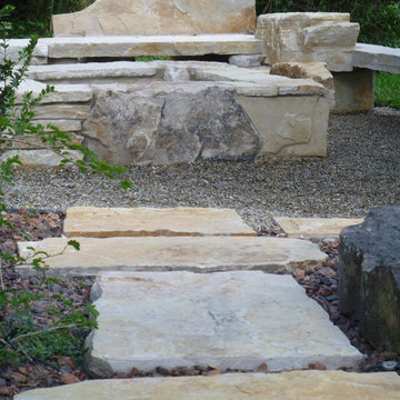 Stone Fire pit and stone benches