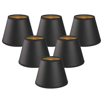Deep Empire Chandelier Lampshade, 6", Black With Gold Lining