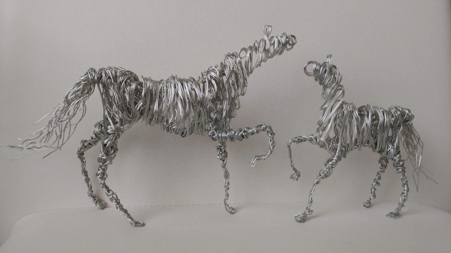 Two Horses Wire Sculptures