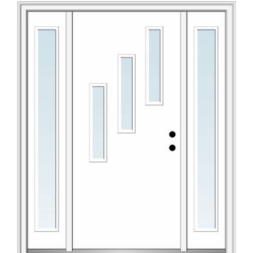 64"x80" 3 Lites Clear Left-Hand Inswing Primed Fiberglass Door, 4-9/16"
