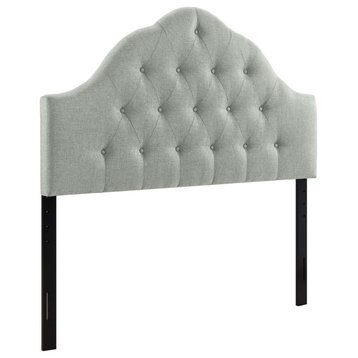 Sovereign Queen Tufted Upholstered Fabric Headboard, Gray