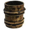Chinese Vintage Finish Wood Bamboo Bend Short Bucket Hcs4837