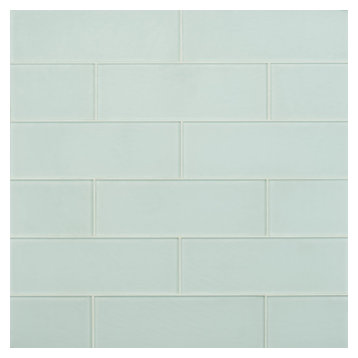 Contempo 4"x12" Glass Tile, Seafoam Frosted Glass