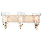 Millennium Lighting - Millennium Natalie 3-Light Bathroom Vanity Light in Modern Gold - This 3-light bathroom vanity light from Millennium Lighting is a part of the Natalie collection and comes in a modern gold finish. It measures 24" wide x 10" high. This light uses three standard bulbs up to 100 watts each. This light includes a 1 year limited manufacture's warranty.Damp rated: Light can be used in humid environments like bathrooms or covered outdoor areas.  This light requires 3 , 300W Watt Bulbs (Not Included) UL Certified.