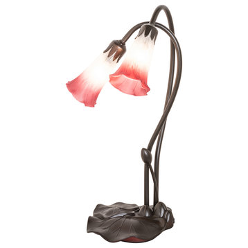 16 High Pink/White Pond Lily 2 Light Accent Lamp