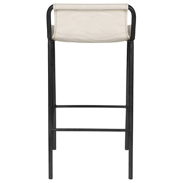Dax Black Faux Leather Counter Stool, Cream