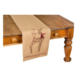 Xia Home Fashions - Rustic Reindeer Jute Christmas Table Runner, 13"x54" - Table Runners