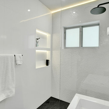 Miami Beach Infinity Shower with LED Niche and 3D Mosaic Wall