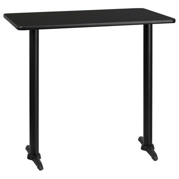 30'' x 42'' Rectangular Black Laminate Table Top with 5'' x 22'' Base