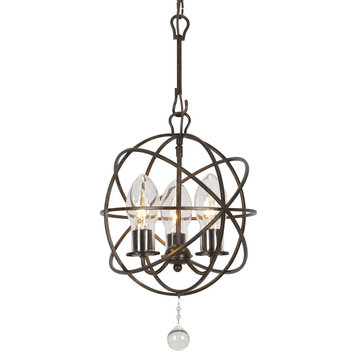 Crystorama SOL-9325-EB 3 Light Outdoor Chandelier in English Bronze with Glass