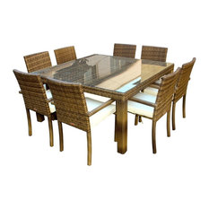 Gdf Studio 9 Piece Coral Outdoor Wicker Dining Set Tropical Outdoor Dining Sets By Gdfstudio