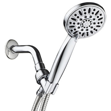 4" 6-Setting Chrome Face Handheld Showerhead with Hose by AquaDance