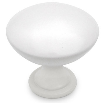 Round Cabinet Knob, White