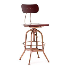 Design Lab MN - High Back Bar Chair, Red Walnut and Copper - Bar Stools and Counter Stools