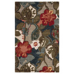 Jaipur Living - Floral and Leaves Pattern Wool and Art Silk Blue Area Rug, Dress Blues, 3'6"x5'6 - The Jaipur Hand-Tufted Floral Rug immediately catches the eye with the playful colors of its floral pattern. Handed-tufted by artisans in India, this rug is as elegant as it is soft. The piece measures 3.5 by 5.5 feet and makes for a striking addition to the floor of a bedroom or living room.