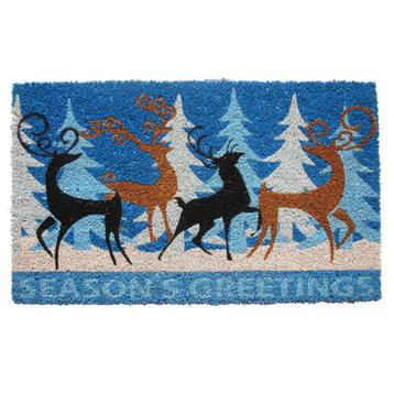 Imports Decor Coir And Pvc Deers Family Door Mat With Multicolor Finish 532PVC