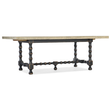 Ciao Bella 84" Trestle Table With 2-18" Leaves-Flaky White/Black