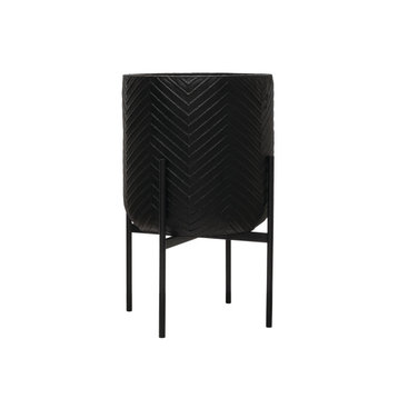 Black Metal Planter With Stand, 2-Piece Set