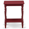 End Table, Open Storage Shelf, Wood Nightstand For Small Spaces, Burgundy