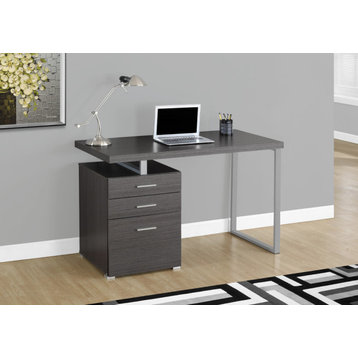 Computer Desk, Home Office, Laptop, Storage Drawers, 48"L, Work, Metal, Grey