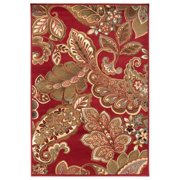 Surya Riley RLY-5020 Transitional Area Rug, Dark Red, 5'3" x 7'6" Rectangle