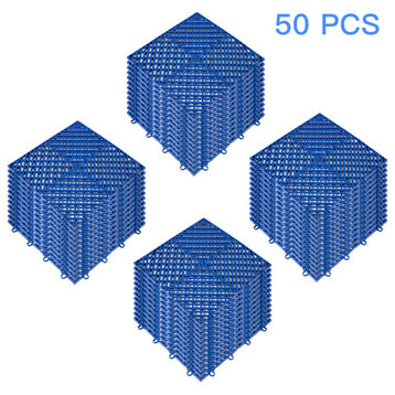 VEVOR Rubber Tiles Interlocking Floor Tiles 12x12x0.5 Inch 50PCS Deck Tile Blue