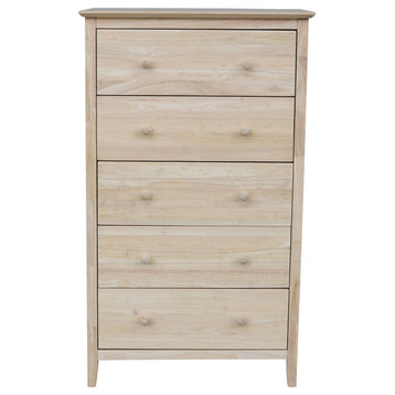 Solid Wood Dresser Chest With 5 Drawers