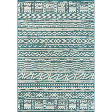 nuLOOM Abbey Tribal Striped Indoor/Outdoor Area Rug, Green 8' x 10'