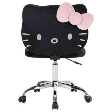 Hello Kitty Kawaii Swivel Vanity Chair for Makeup Room, Black