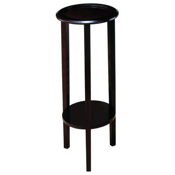 Round Accent Table With Bottom Shelf, Espresso